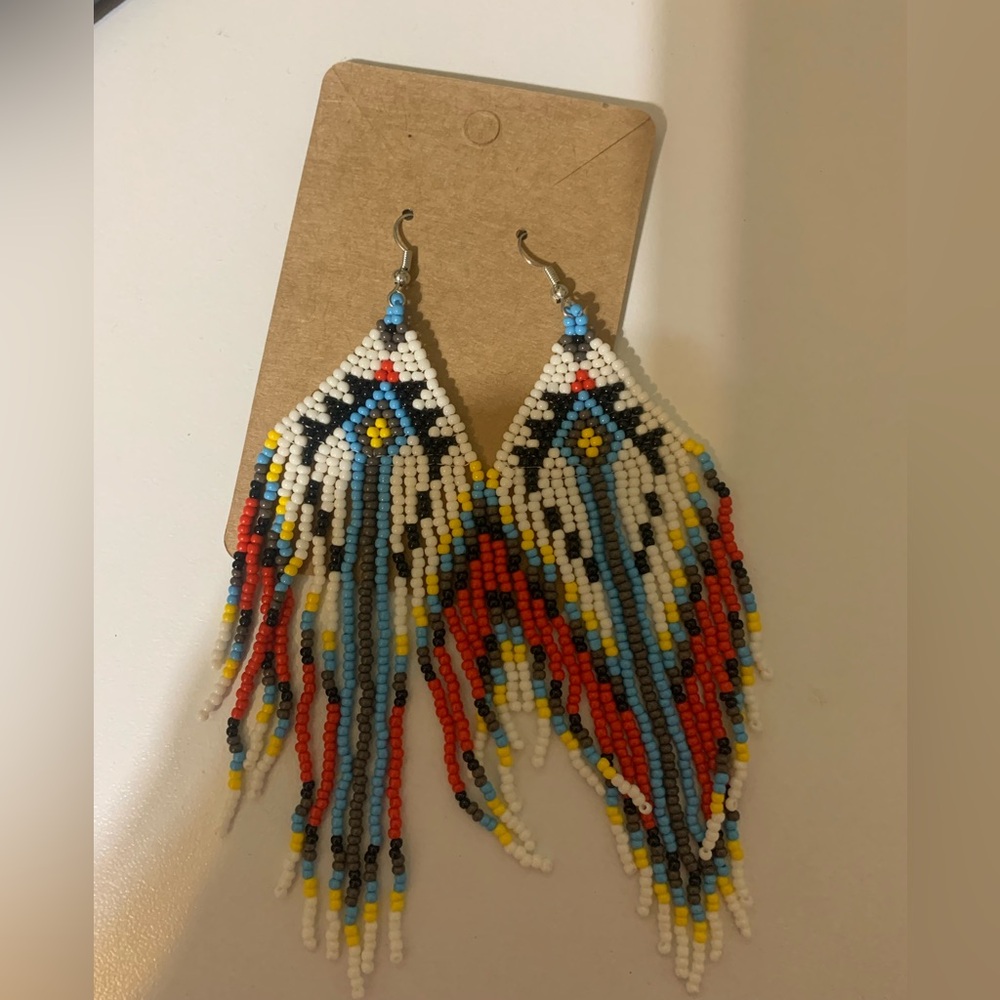 Hand made Native American/ boho style Beaded Earrings -